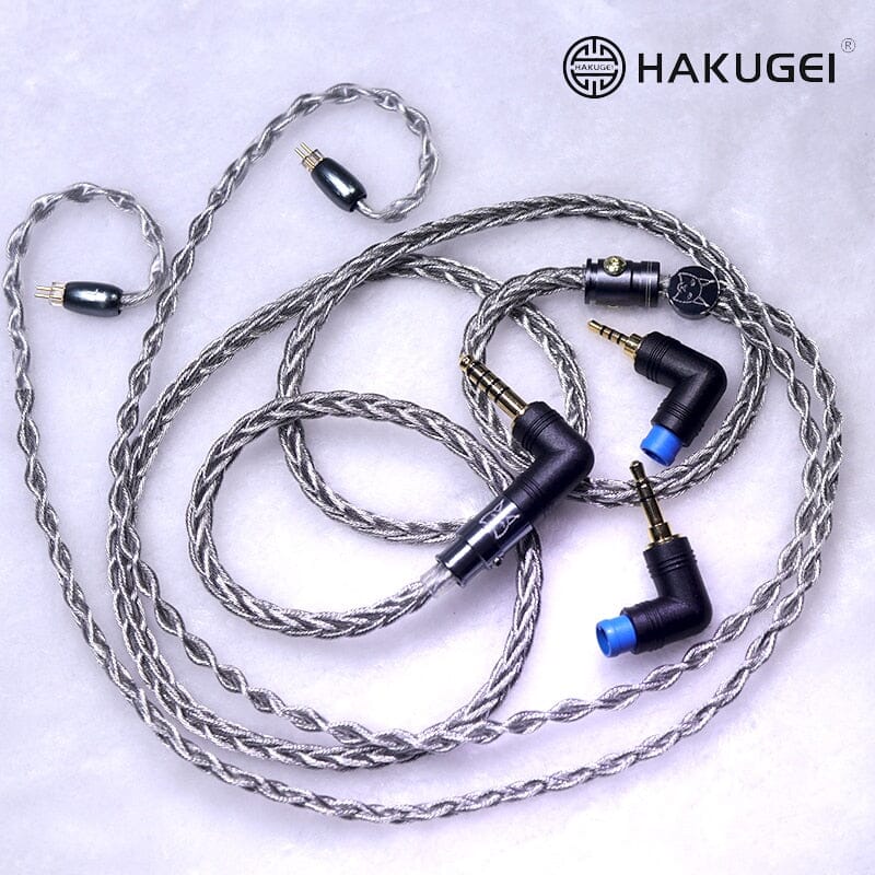 HAKUGEI Lynx Cat Black Litz Copper-silver Alloy & Silver Plated OCC Earphone Cable Modular Plug 3 To1 - 2Pin MMCX QDC Earphone Cable HiFiGo 