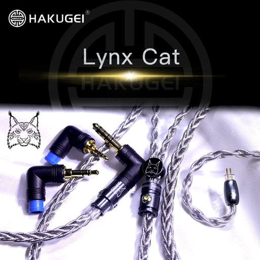 HAKUGEI Lynx Cat Black Litz Copper-silver Alloy & Silver Plated OCC Earphone Cable Modular Plug 3 To1 - 2Pin MMCX QDC Earphone Cable HiFiGo 