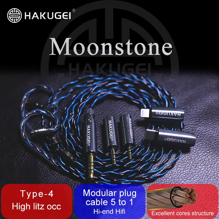 HAKUGEI Moonstone Litz 6N OCC HiFi Earphone Cable 2.5/3.5/4.4 - 0.78 / MMCX / QDC / Lightning / Type-c HiFiGo 