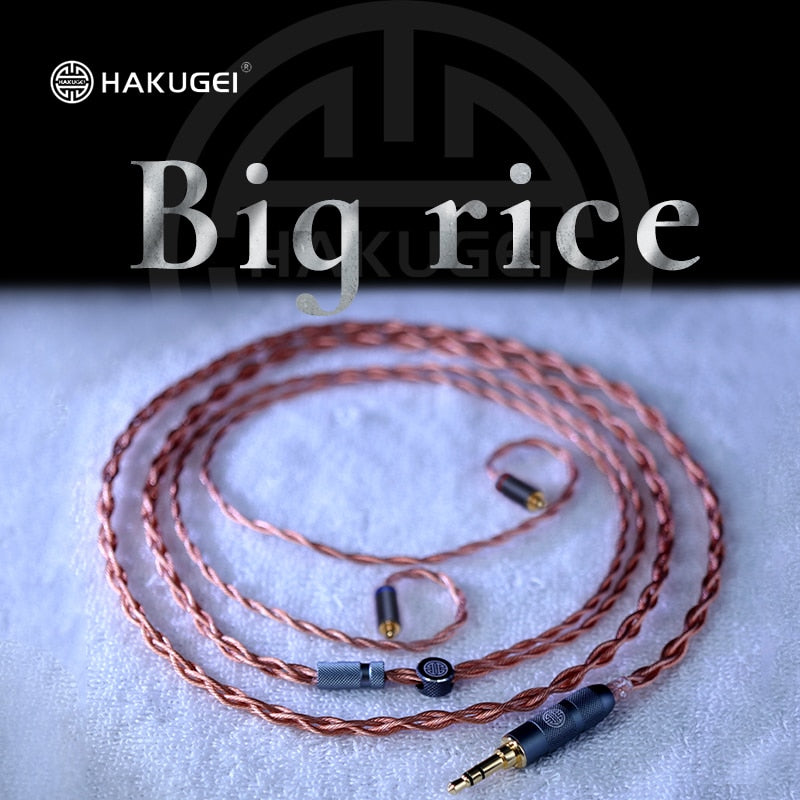 HAKUGEI Rice Litz 6N OCC Earphone Cable 3.5 2.5 4.4 / MMCX 0.78 QDC A2DC KZ Earphone Cable HiFiGo 