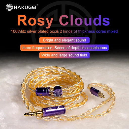 Hakugei Rosy Clouds Litz Silver-Plated OCC Earphone Upgrade Cable Earphone Cable HiFiGo 