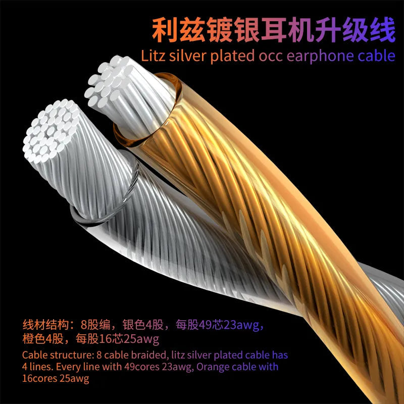 Hakugei Rosy Clouds Litz Silver-Plated OCC Earphone Upgrade Cable Earphone Cable HiFiGo 