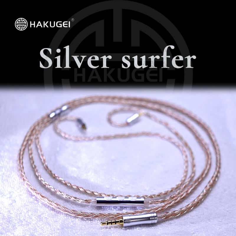 HAKUGEI Silver Surfer Litz Silver Plated & Copper 5NOCC Hybrid Earphone Cable 3.5MM-MMCX/0.78 HiFiGo 