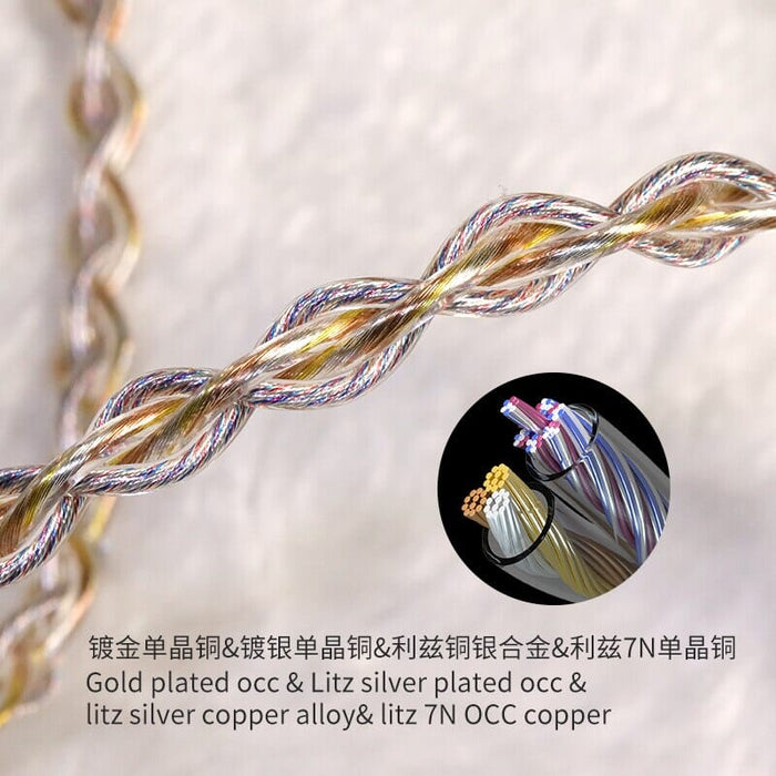 HAKUGEI Sky Dance Cold Silver Copper Litz Alloy Mixed Earphone Cable With Modular Plugs-2Pin 0.78 / MMCX HiFiGo 
