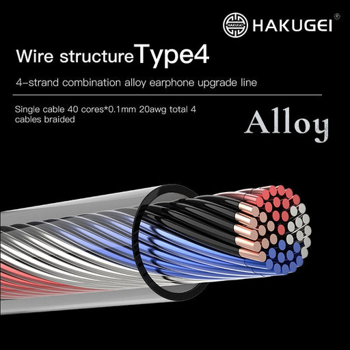 HAKUGEI Soul 4 Strands Litz 6N OCC Earphone Cable 4.4 3.5 2.5 - 0.78 MMCX QDC A2DC IE80 Earphone Cable HiFiGo 