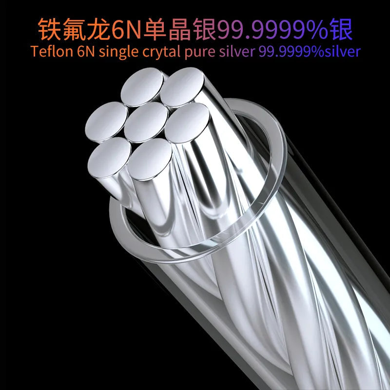 Hakugei White Fairy Single Crystal Pure Silver HiFi Upgrade Earphone Cable Earphone Cable HiFiGo 