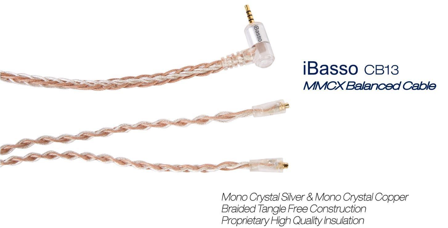 iBasso CB13 MMCX Monocrystal Silver & Copper Braided Balanced Cable for IT03 in Ear Monitor (IEM) Headphones HiFiGo 