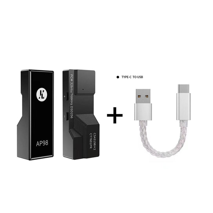 JCALLY AP98 Portable DAC & USB AMP Dual CS43198 DAC Headphone Amplifier Headphone AMP DAC HiFiGo Black USB-A cable 