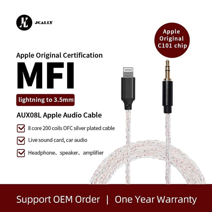 JCALLY AUX08L C101 Chip 8 Cores Lightning To 3.5mm Audio cable HiFiGo 