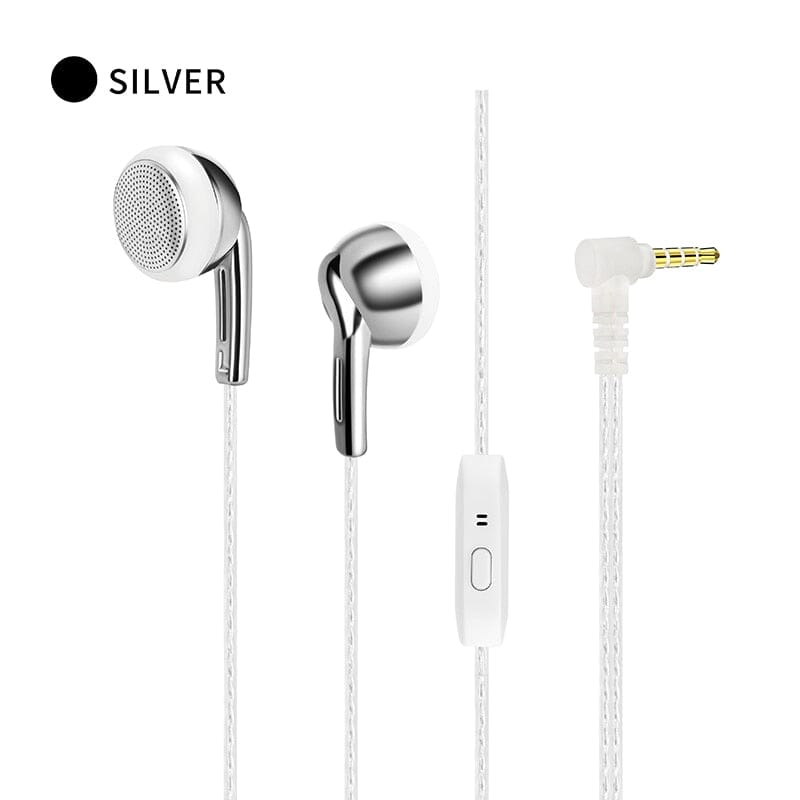 JCALLY EP985 Bio-Composite Diaphragm Full frequency Dynamic Flat Head Earphone HiFiGo Silver With Mic 