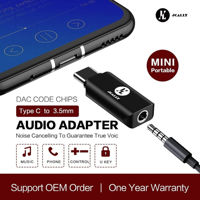 JCALLY JA02 Digital Audio Decoder Adapter Type-C To 3.5mm HiFiGo 