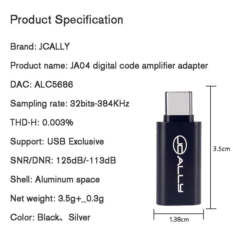 JCALLY JA04 Adapter ALC5686 HiFi Decoding Global DAC Chip For Google Huawei HiFiGo 