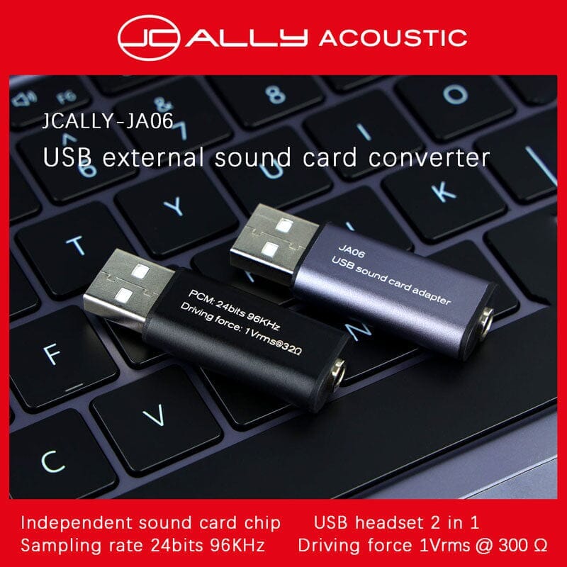 JCALLY JA06 USB External Sound Card Converter To 3.5mm Earphones With Mic Suitable HiFiGo 