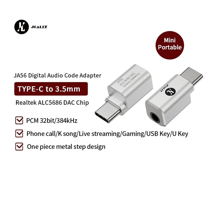 JCALLY JA56 / JA10i C100 Lighting / Type-c to 3.5mm Earphone Digital Audio Adapter For Android IOS HiFiGo JA56 Type-c to 3.5mm 