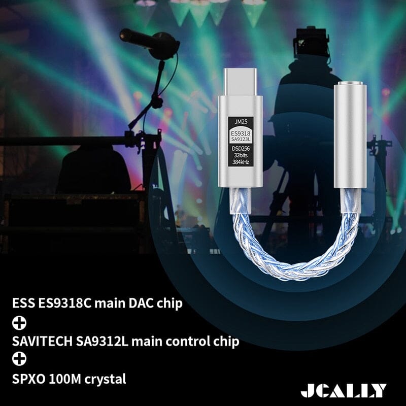JCALLY JM25 Type-C DAC Digital Audio Portable Decoding AMP Hifi Earphone Cable HiFiGo 