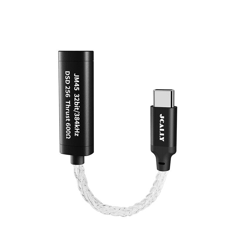 JCALLY JM45 JM45L Type C Lighting 3.5mm HIFI Portable Digital Audio Code Chip Earphone Decoding Adapter Silver Cable HiFiGo 