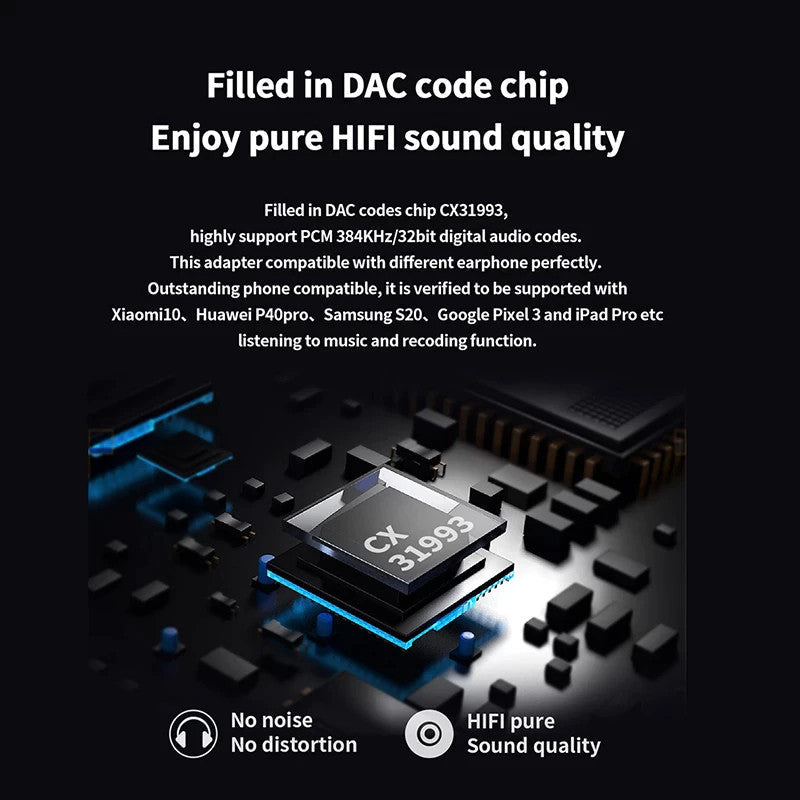 JCALLY JM6 CX31993 Earphone Digital Audio Type-C To 3.5mm Adapter HiFiGo 