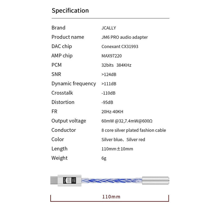 JCALLY JM6 Pro CX31993 Digital Audio Portable Decoding Type-C To 3.5mm Amplifier HiFiGo 