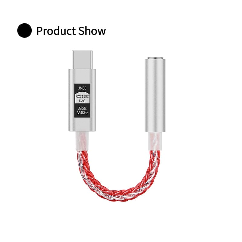 JCALLY JM6E CX31993 Portable DAC & AMP Type-C to 3.5mm Adapter HiFiGo Silver Red 