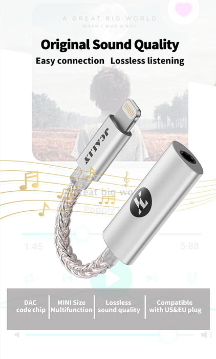 JCALLY JM7 JM7L USB TypeC/Lightning To 3.5mm Digital Audio DAC AMP Headphone Amplifier HiFiGo 