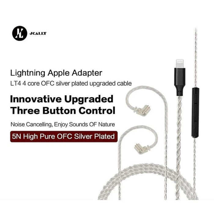 JCALLY LT8 Lightning Upgrade Cable 4 Strands 5N Oxygen-Free Copper Wire HiFiGo 