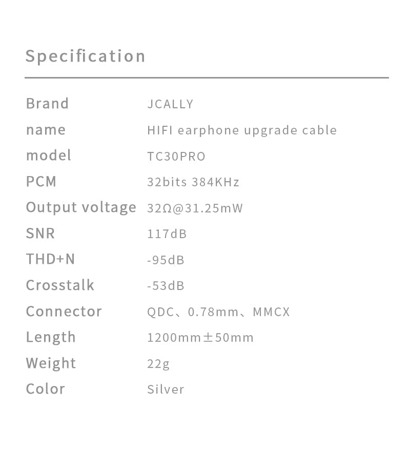 JCALLY TC30 PRO TYPEC Digital Audio CX31993 Silver-Plated Headphone Upgrade Line HiFiGo 