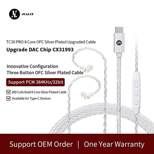 JCALLY TC30 PRO TYPEC Digital Audio CX31993 Silver-Plated Headphone Upgrade Line HiFiGo 