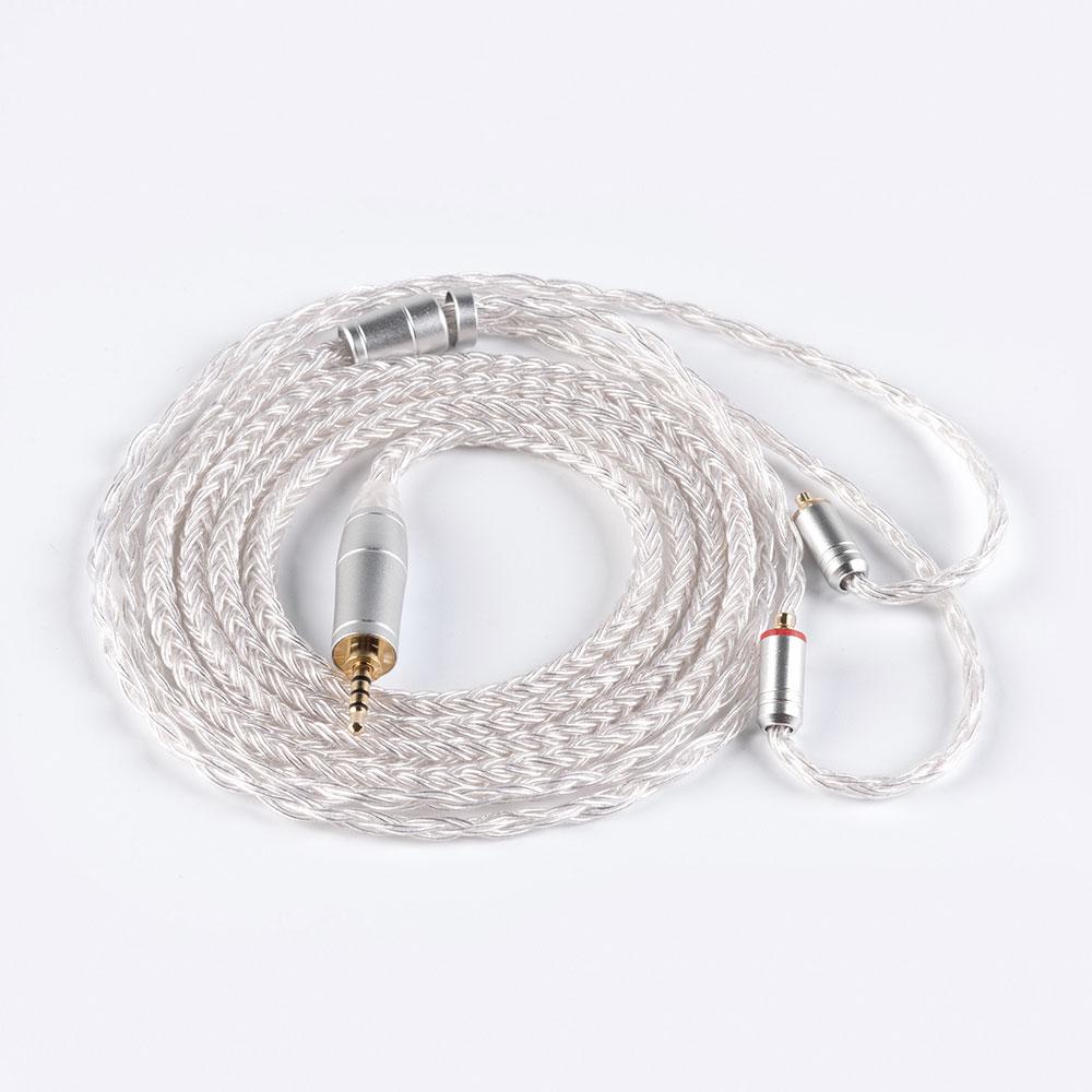 KB EAR 16 Core Silver Earphone IEM Cable with Metal 2pin/MMCX/QDC HiFiGo 