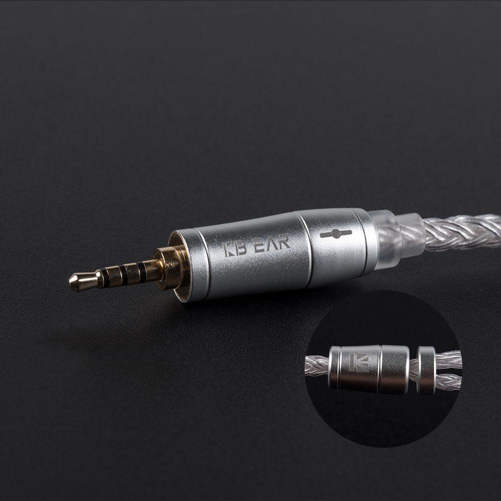 KB EAR 16 Core Silver Earphone IEM Cable with Metal 2pin/MMCX/QDC HiFiGo 