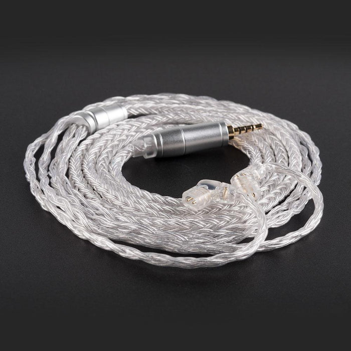 KB EAR 16 Core Silver Earphone IEM Cable with Metal 2pin/MMCX/QDC HiFiGo QDC 2.5mm 