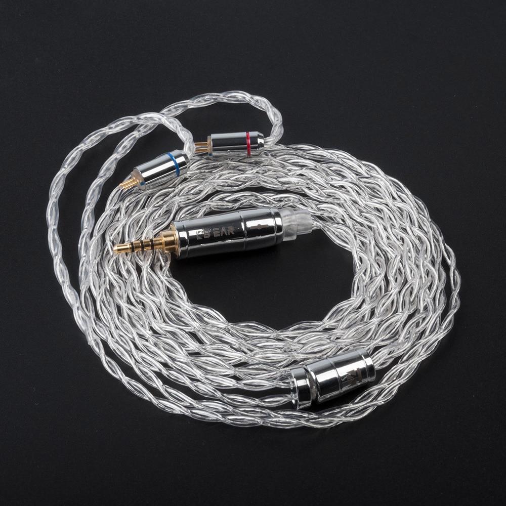 KBEAR 4 Core 4N 99.99% Purity Silver Earphone Cable with 2Pin/QDC/MMC/TFZ HiFiGo 2Pin 2.5mm 