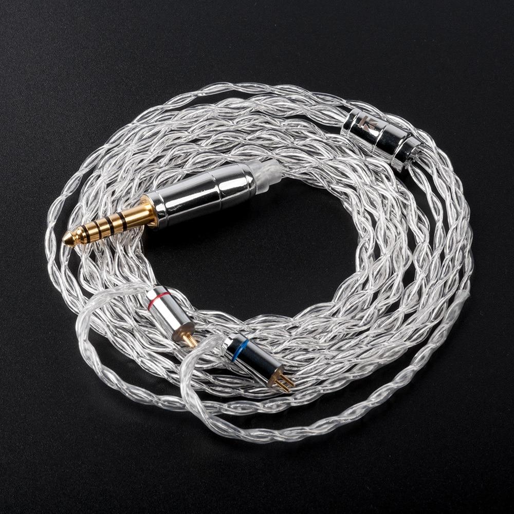 KBEAR 4 Core 4N 99.99% Purity Silver Earphone Cable with 2Pin/QDC/MMC/TFZ HiFiGo 2Pin 4.4mm 