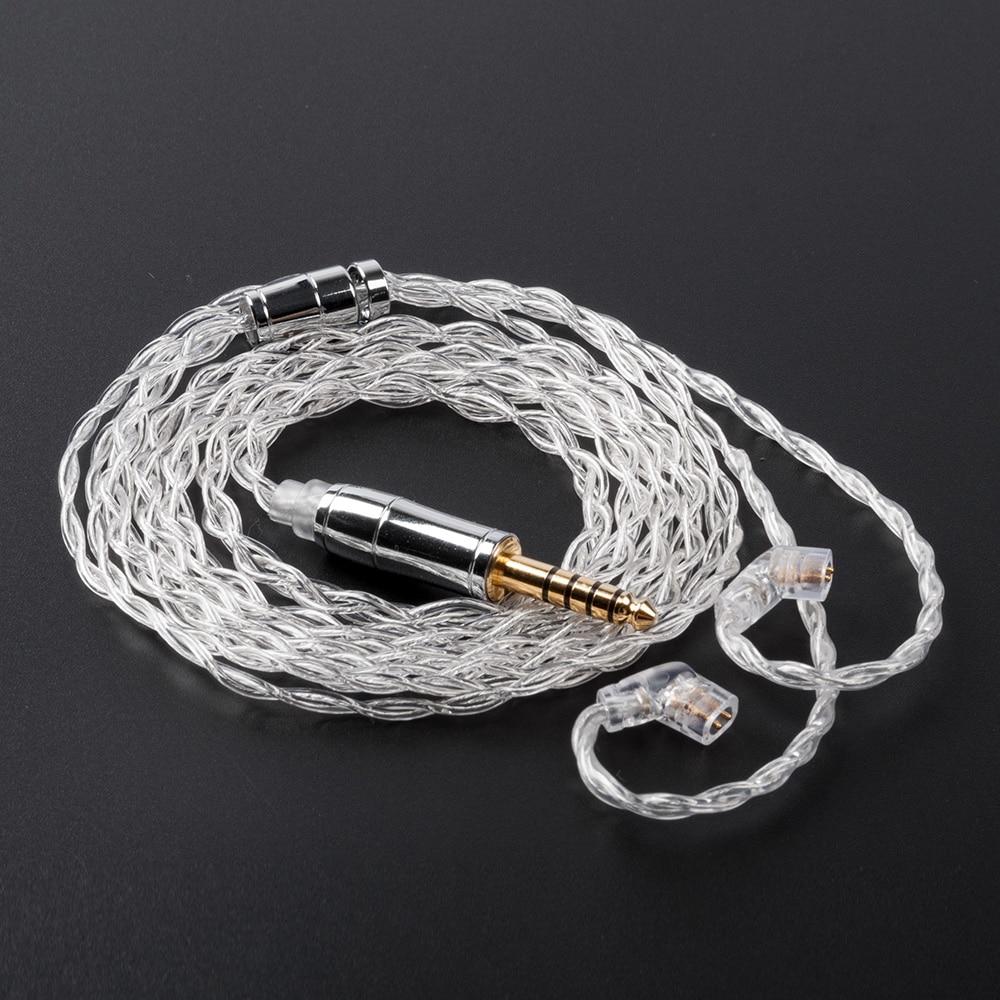 KBEAR 4 Core 4N 99.99% Purity Silver Earphone Cable with 2Pin/QDC/MMC/TFZ HiFiGo QDC 4.4mm 
