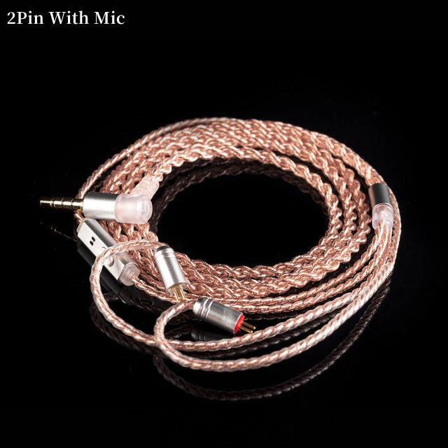 KBEAR 4 Core Copper Earphone Cable With Mic - 2PIN / QDC / MMCX / TFZ HiFiGo 