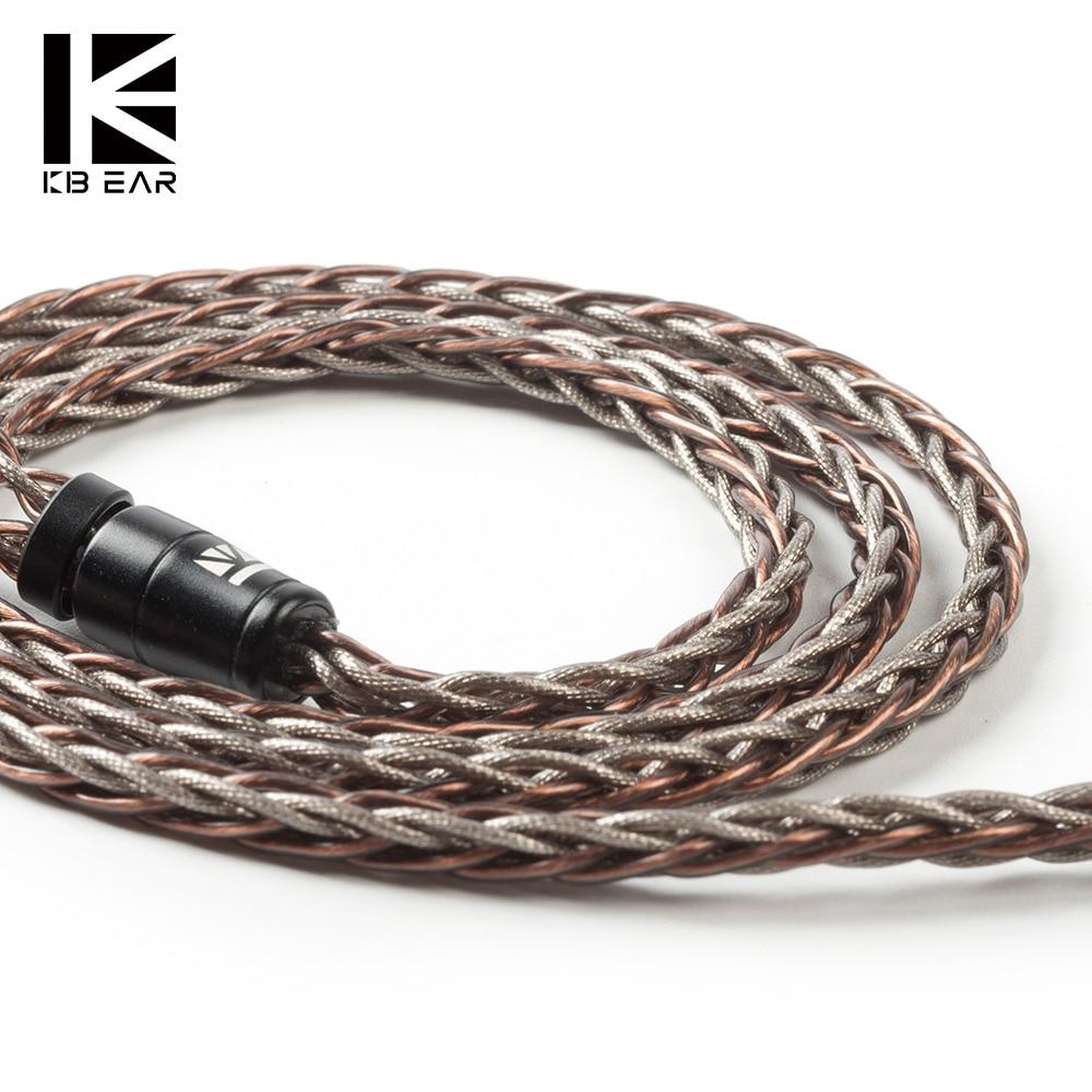 KBEAR 8 Core Single Crystal Copper UPOCC Cable with 2Pin/MMCX/QDC/TFZ Connector for KZ ZSX ZS10 PRO ZSN PRO CCA CA16 KBEAR KS2 HiFiGo 