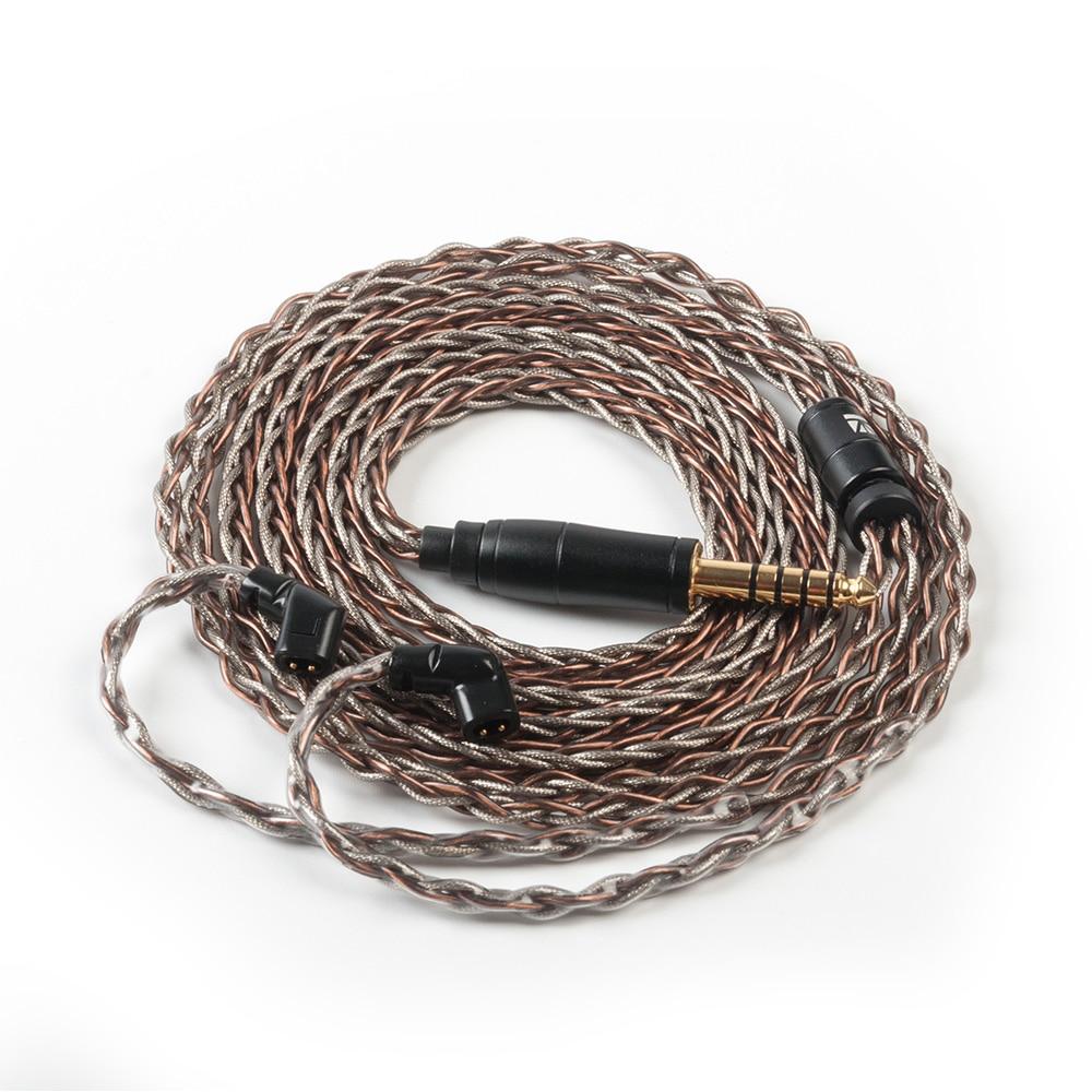 KBEAR 8 Core Single Crystal Copper UPOCC Cable with 2Pin/MMCX/QDC/TFZ Connector for KZ ZSX ZS10 PRO ZSN PRO CCA CA16 KBEAR KS2 HiFiGo QDC 4.4mm 