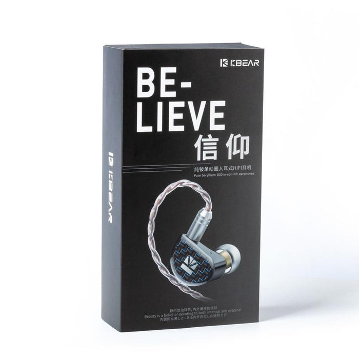 KBEAR Believe 9mm Pure Beryllium Diaphragm 1DD In Ear Earphone HiFiGo 