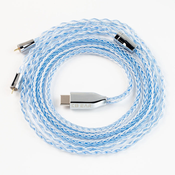 KBEAR T3 Decoding Upgrade Cable 8-Core High Purity OFC Plated With Silver MMCX /2PIN /TFZ Connector HiFiGo 2Pin Silver Blue 