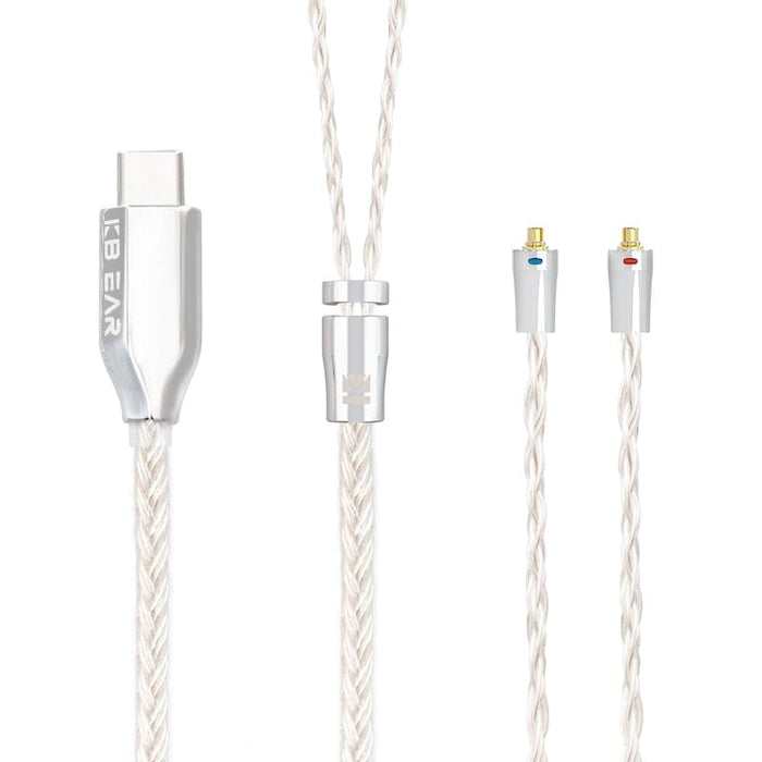 KBEAR T3 Plus 16- Core Decoding Earphone Cable With Type-C - MMCX / 2PIN / TFZ Connector Earphone Cable HiFiGo MMCX Silver 