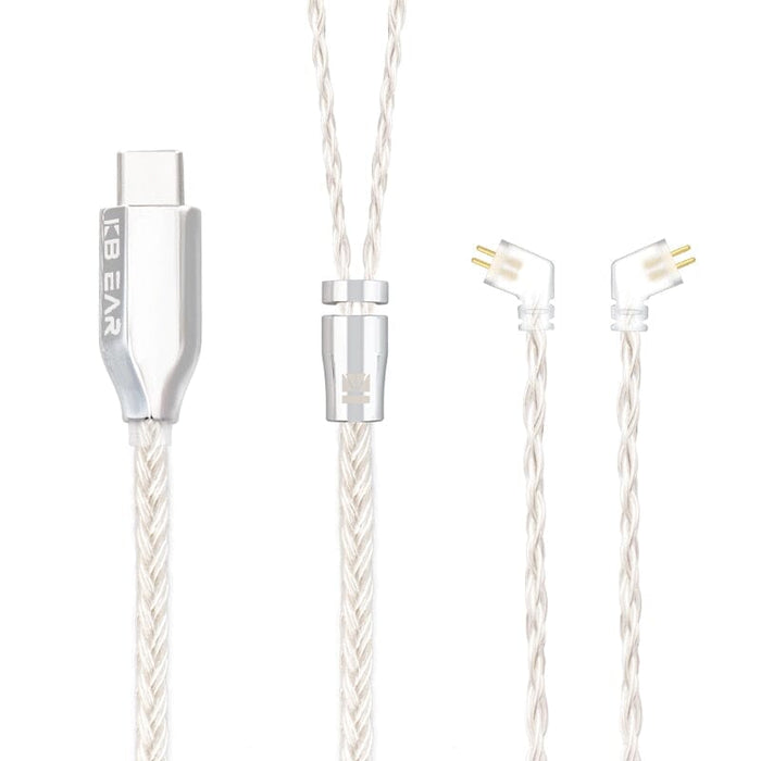 KBEAR T3 Plus 16- Core Decoding Earphone Cable With Type-C - MMCX / 2PIN / TFZ Connector Earphone Cable HiFiGo TFZ Silver 