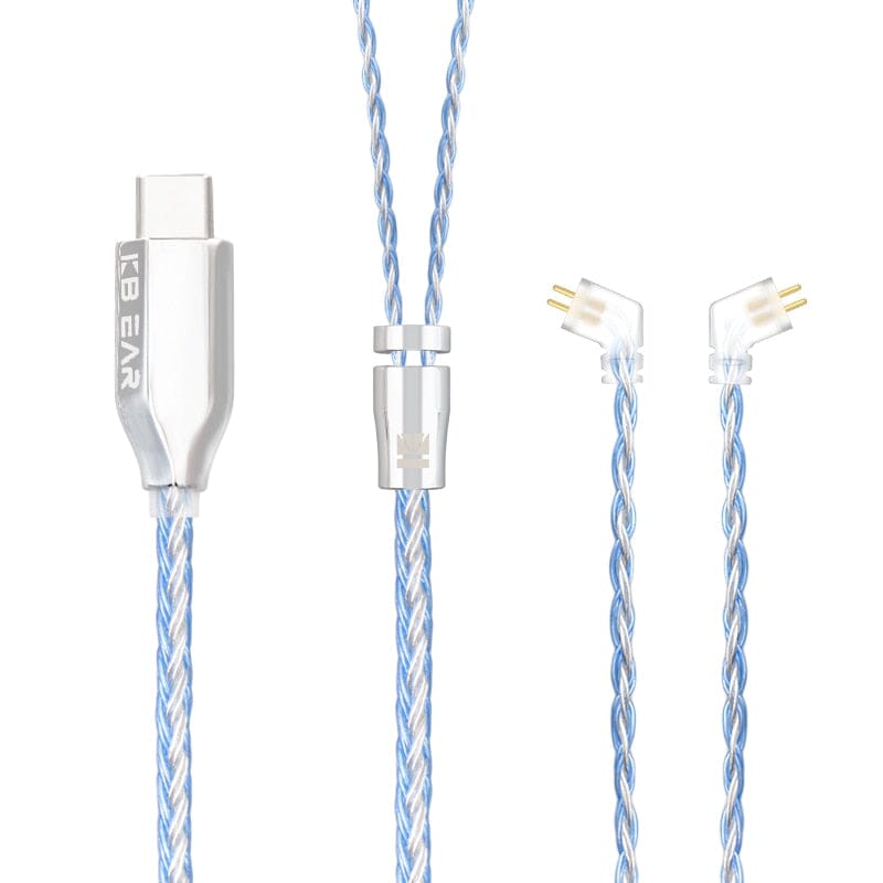 KBEAR T3 Plus 16- Core Decoding Earphone Cable With Type-C - MMCX / 2PIN / TFZ Connector Earphone Cable HiFiGo TFZ Silver Blue 