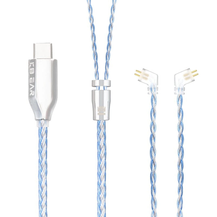 KBEAR T3 Plus 16- Core Decoding Earphone Cable With Type-C - MMCX / 2PIN / TFZ Connector Earphone Cable HiFiGo TFZ Silver Blue 