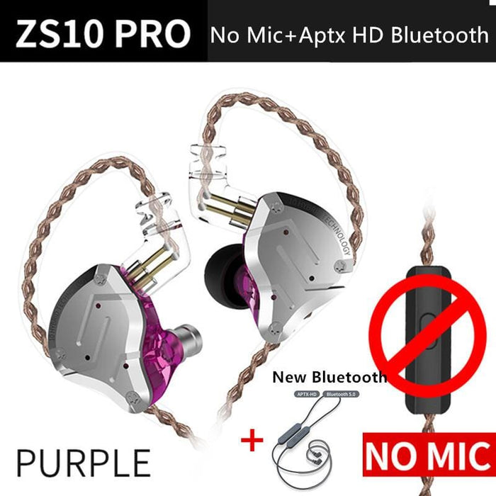 KZ ZS10 Pro Aptx HD Cable In Ear Hybrid 4BA+1DD Hifi Bass Earphones Earphone HiFiGo 