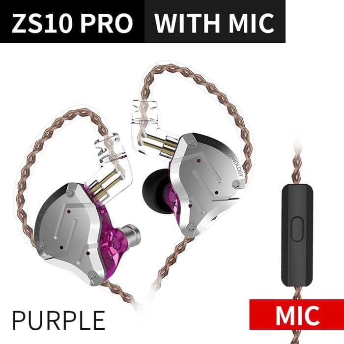 KZ ZS10 Pro Aptx HD Cable In Ear Hybrid 4BA+1DD Hifi Bass Earphones Earphone HiFiGo 