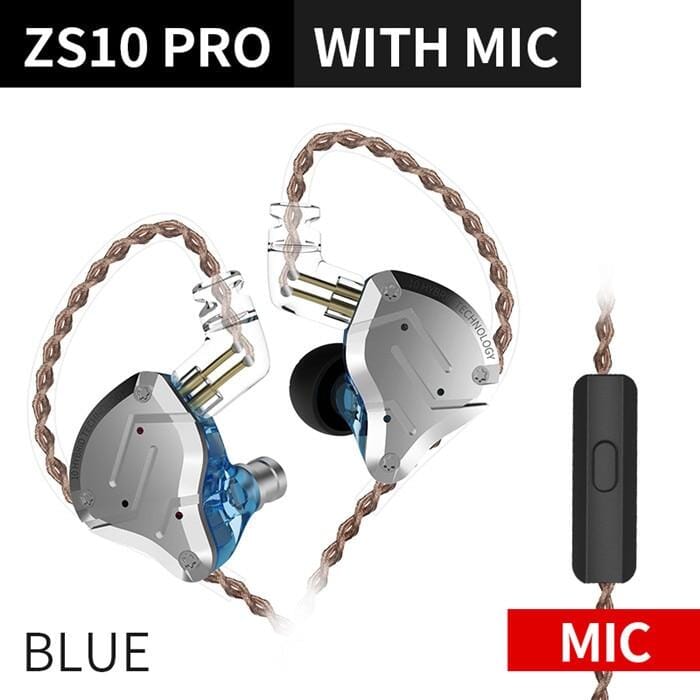  KZ ZS10 Pro in Ear Monitor Earphone, 4BA+1DD Metal Headphone  HiFi Bass Earbuds IEM with Detachable 2 Pin C-Cable(Gold,Without Mic) :  Electronics