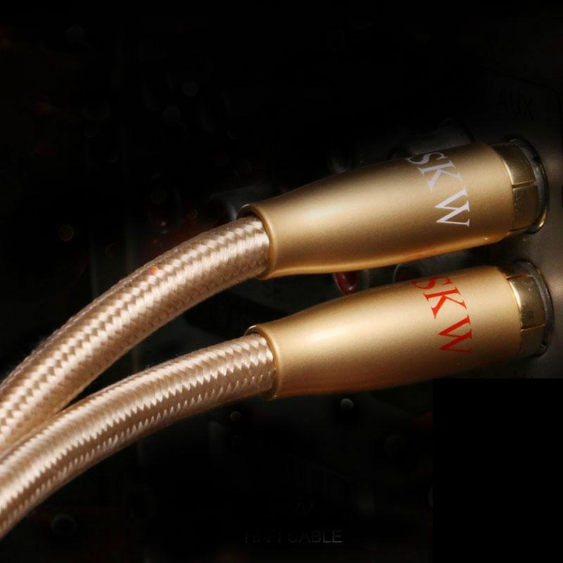 SKW Audio Cable 2RCA To 1RCA Male To Male 6N OCC With 24K Gold-plated for CD Car Subwoofer Amplifier Audio Cable HiFiGo 