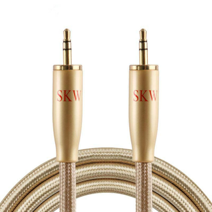SKW AUX Cable 3.5MM To 3.5MM Jack Audio Cable for Headphone IPhone Andorid Smartphone Car Audio Cable HiFiGo Gold 1m 