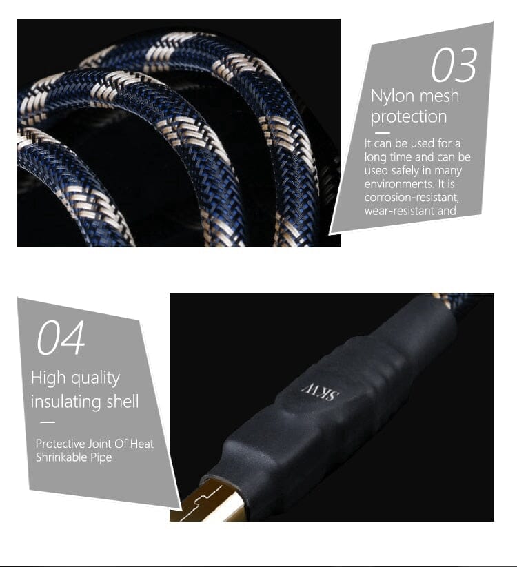 SKW BG-012 USB A-B HiFi Audio Cable HiFiGo 
