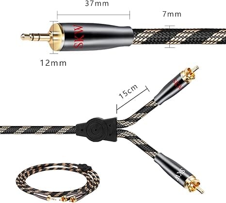 SKW BG03 / BG-03 3.5mm Male to 2 RCA Male Audiophile Ultra-high Purity Copper Audio Cable Audio Cable HiFiGo 