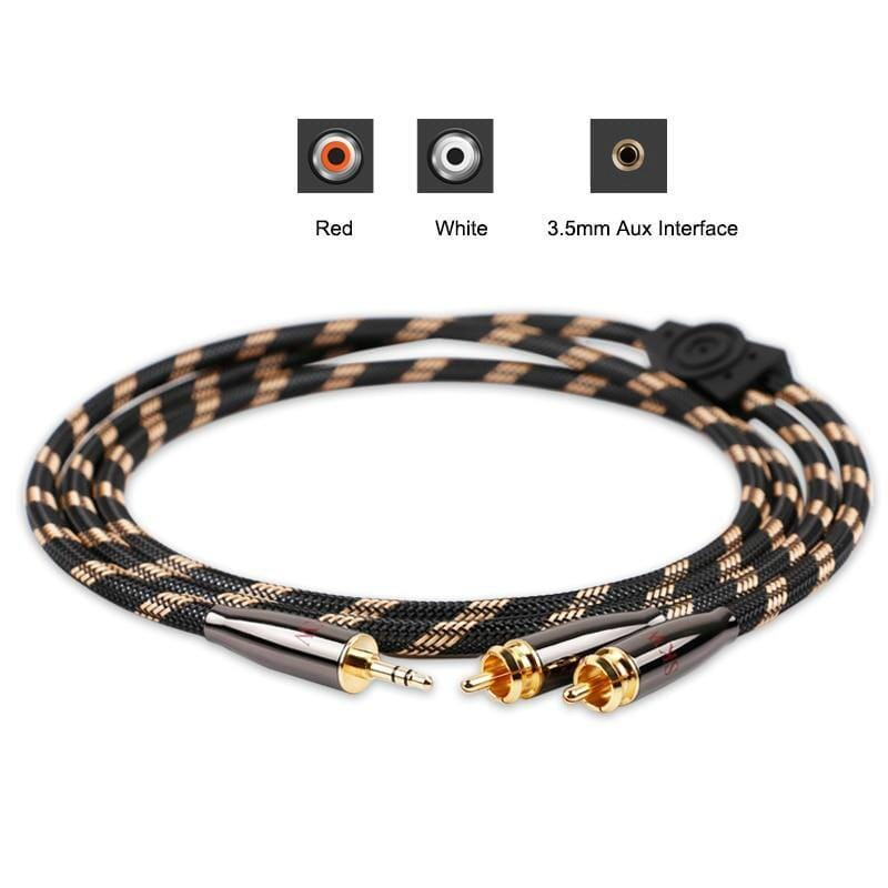 SKW BG03 / BG-03 3.5mm Male to 2 RCA Male Audiophile Ultra-high Purity Copper Audio Cable Audio Cable HiFiGo 